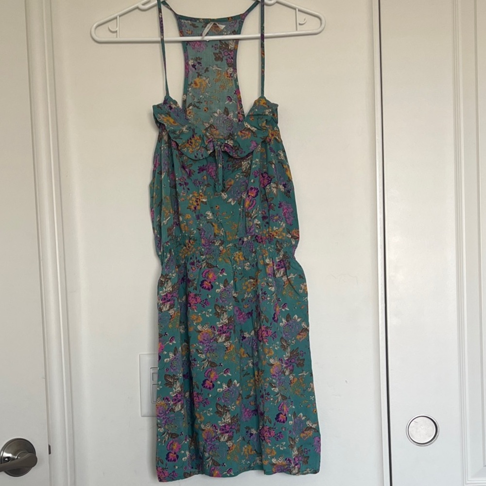 Cotton Candy Floral Mini Dress in Teal and Purple
